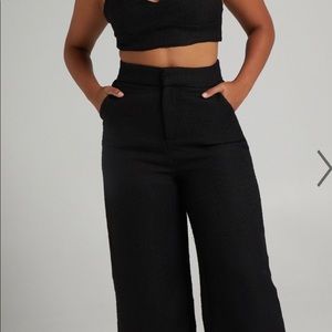 Showpo ADELAIDE TWO PIECE WIDE LEG SET IN BLACK - SIZE 2